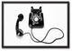 Black and White Vintage Telephone 20x30 Black Framed Canvas