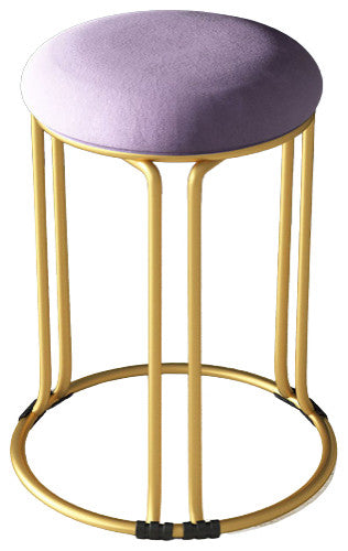 Nordic Suede and Leather Stacked Dining Round Stool, Purple, Suede