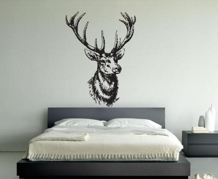 Wall Vinyl Sticker Decal Animal Deer Buck Elk Cute Horns z001, Gold, 22x35"