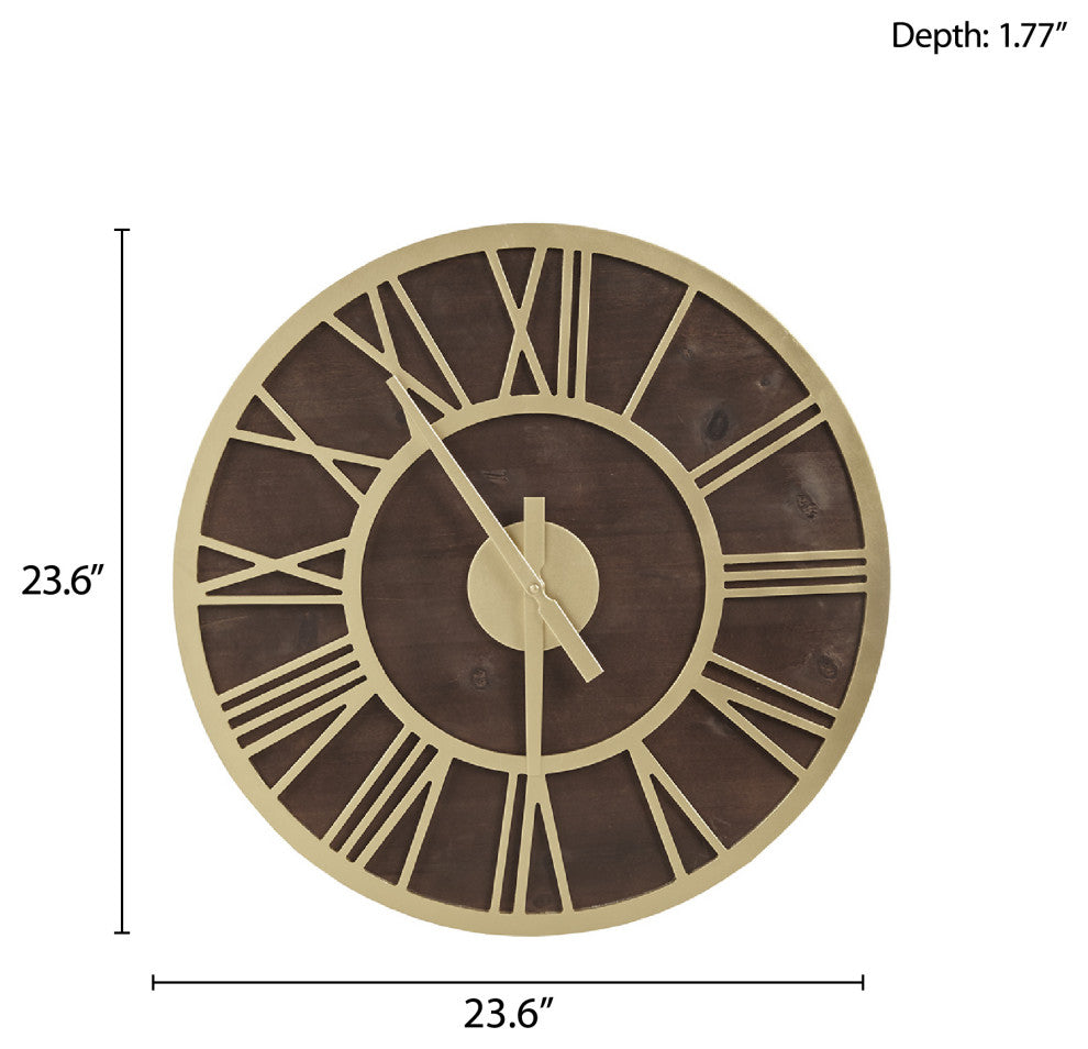 Madison Park Mason Rustic Roman Wall Decor Clock, Gold