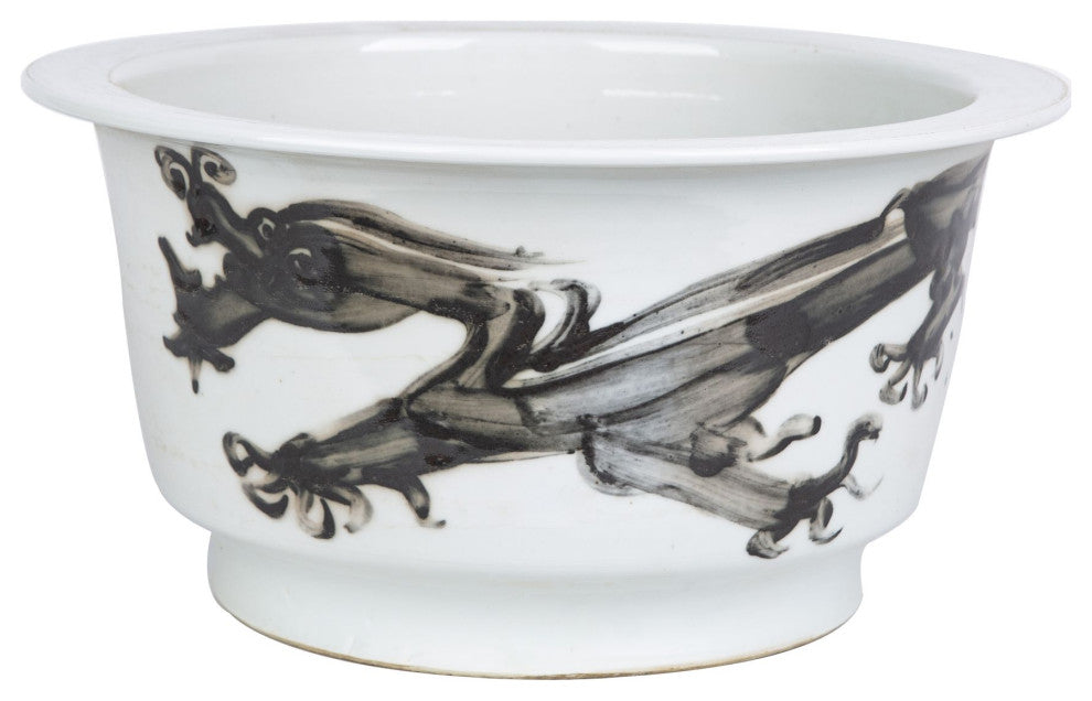 Underglaze Red Dragon Motif Flower Pot