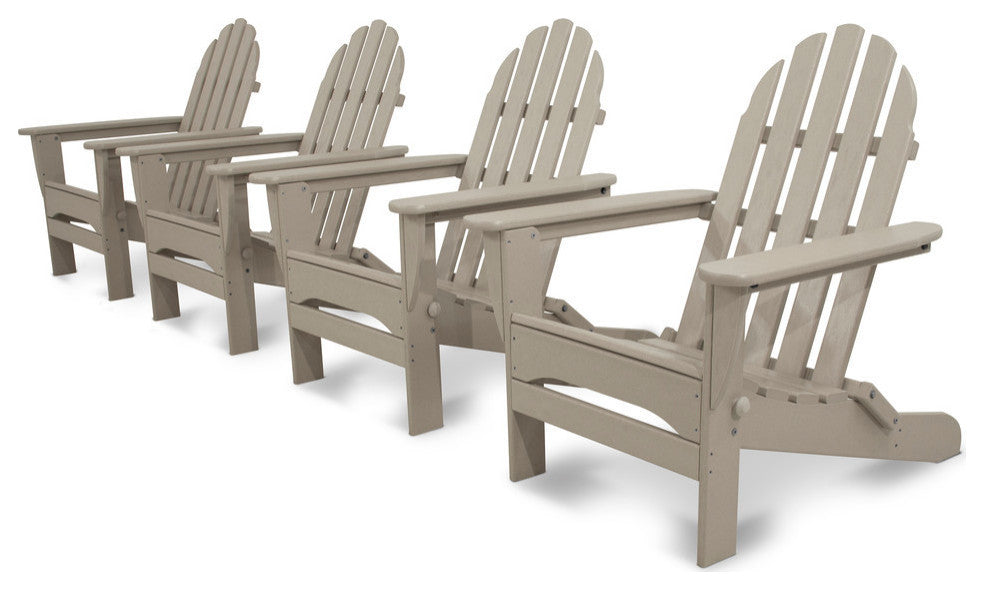 Ivy Terrace Classics 4-Piece Folding Adirondack Conversation Set, Sand
