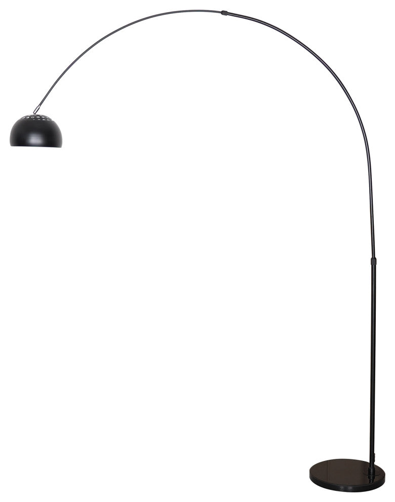 Leisuremod Arco Floor Lamp With Black Marble Base and Metal Lamp Shade, Black