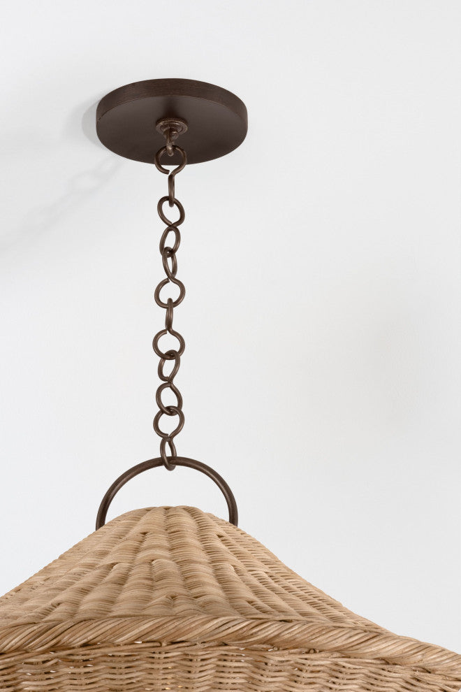 Baychester 32" Wide Bronze Leaf Pendant