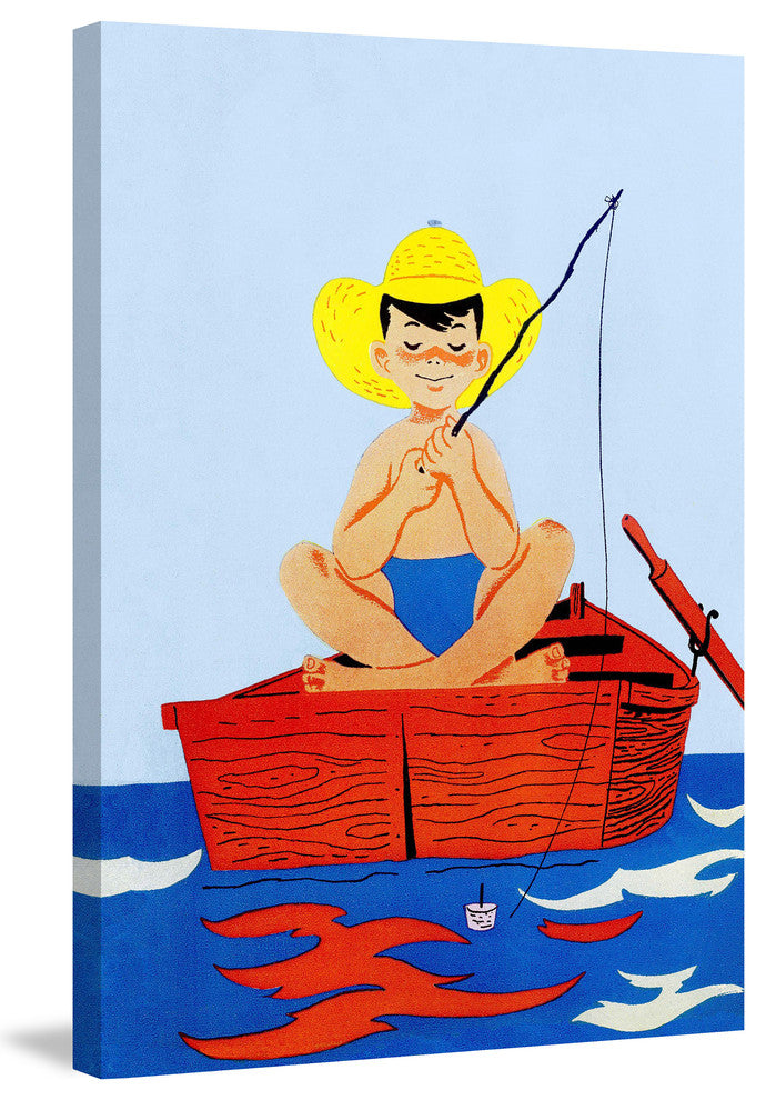 "Fishing Alone" Painting Print on Canvas by Curtis
