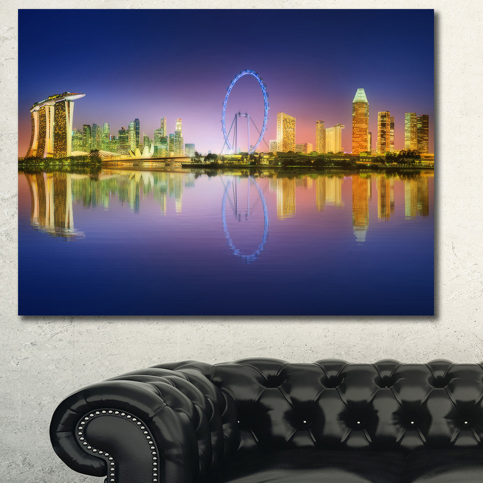 Singapore Skyline and Blue Sky, Cityscape Canvas Art Print, 40"x30"