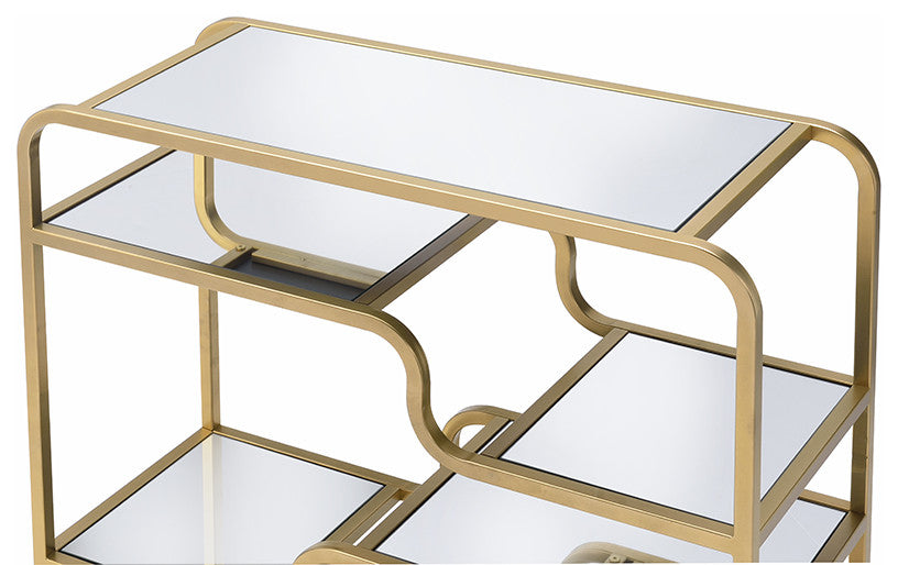 HomeRoots Modern yet Retro Gold And Glass Bar Table