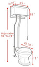 Light Oak Flat High Tank Pull Chain Toilet with White Round Bowl & Satin Z-Pipe