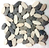 Grey & White Oval Marble Pebble Tile - Superior Natural Stone for Backsplash
