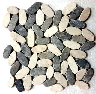 Grey & White Oval Marble Pebble Tile - Superior Natural Stone for Backsplash