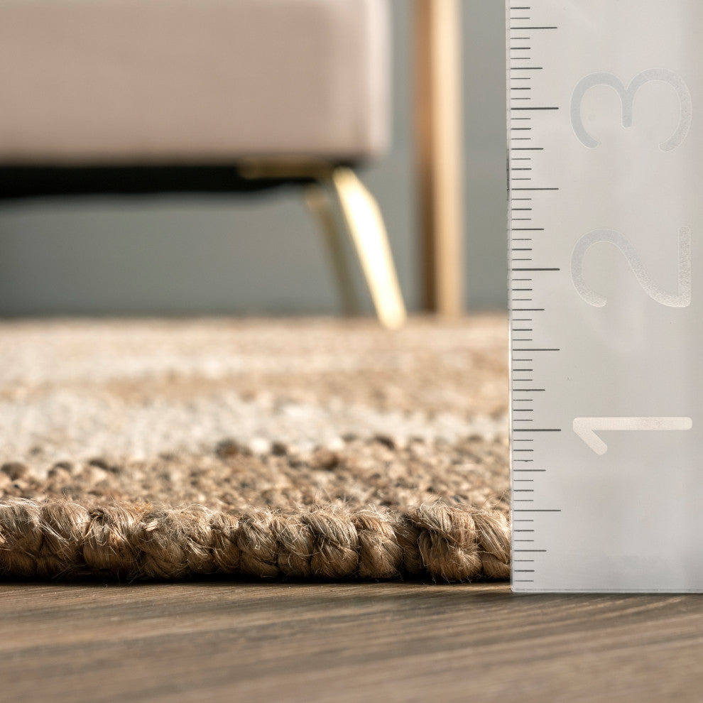 Louie Diamond Checkerboard Jute Area Rug, Natural 8'x10'