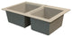 Radius 33" silQ Granite Double Bowl Kitchen Sink with 3 Holes in Cafe Latte