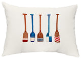 Oar Multi Painted 14"x20" Nautical Decorative Outdoor Pillow, Ivory