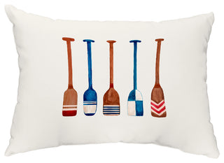 Oar Multi Painted 14"x20" Nautical Decorative Outdoor Pillow, Ivory