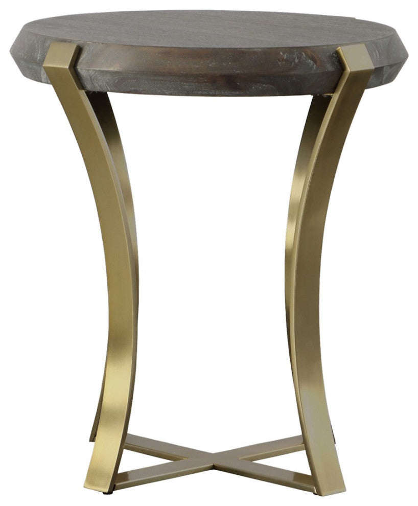 Unite Brass Leg Wood Side Table