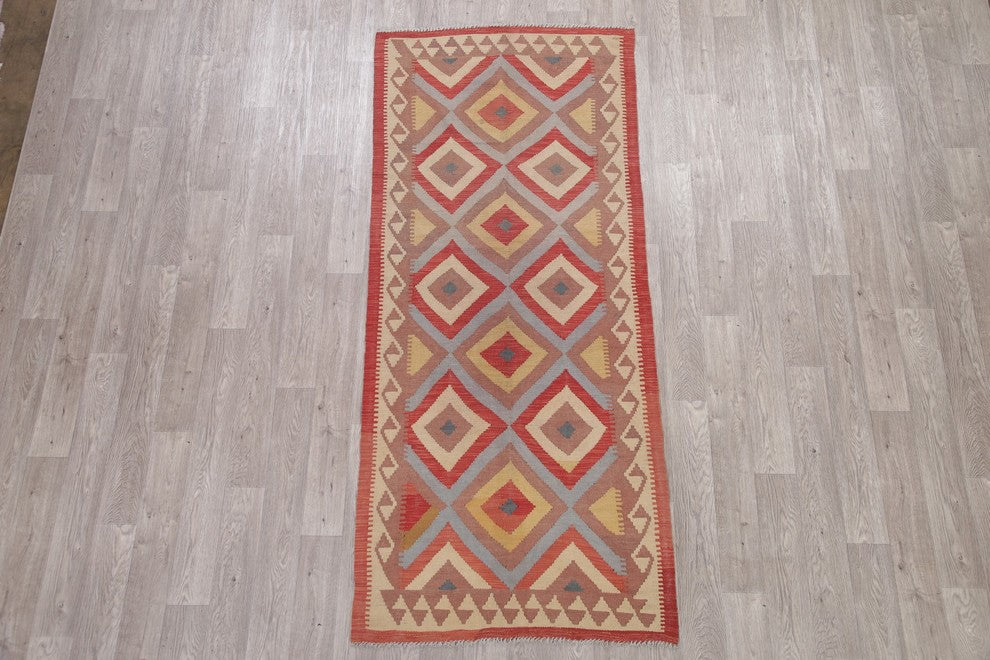 Kilim Turkish Flat-Woven Oriental Traditional Pure Wool Runner Rug, 8'3"X3'6"