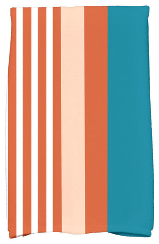 18"x30" Beach Shack, Stripe Print Kitchen Towel, Teal