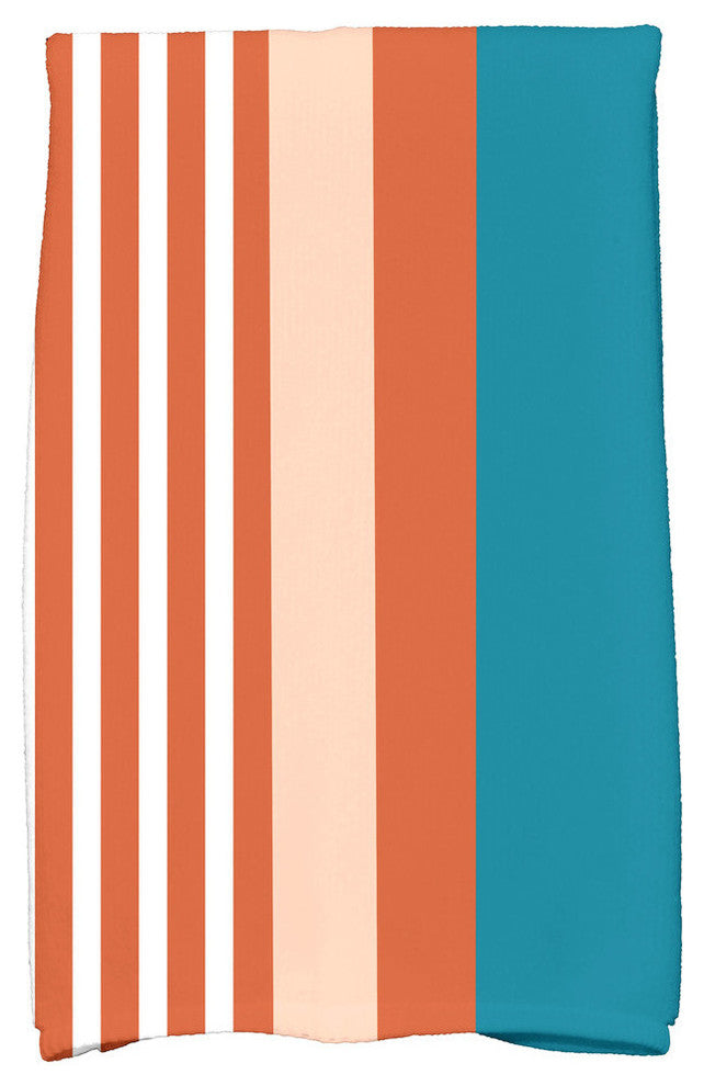 18"x30" Beach Shack, Stripe Print Kitchen Towel, Teal
