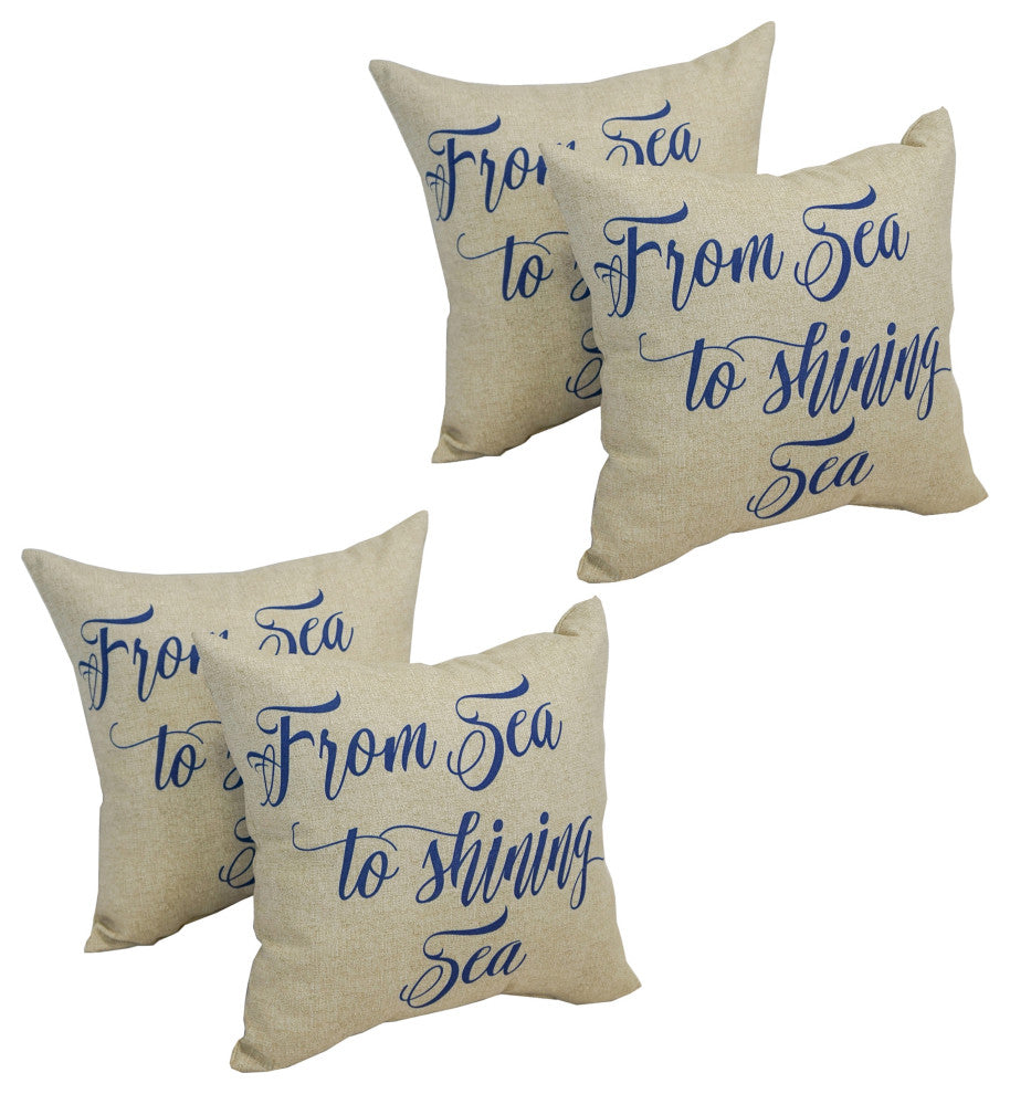 Spun Polyester 17" Outdoor Throw Pillows, Set of 4, America Shining Sea