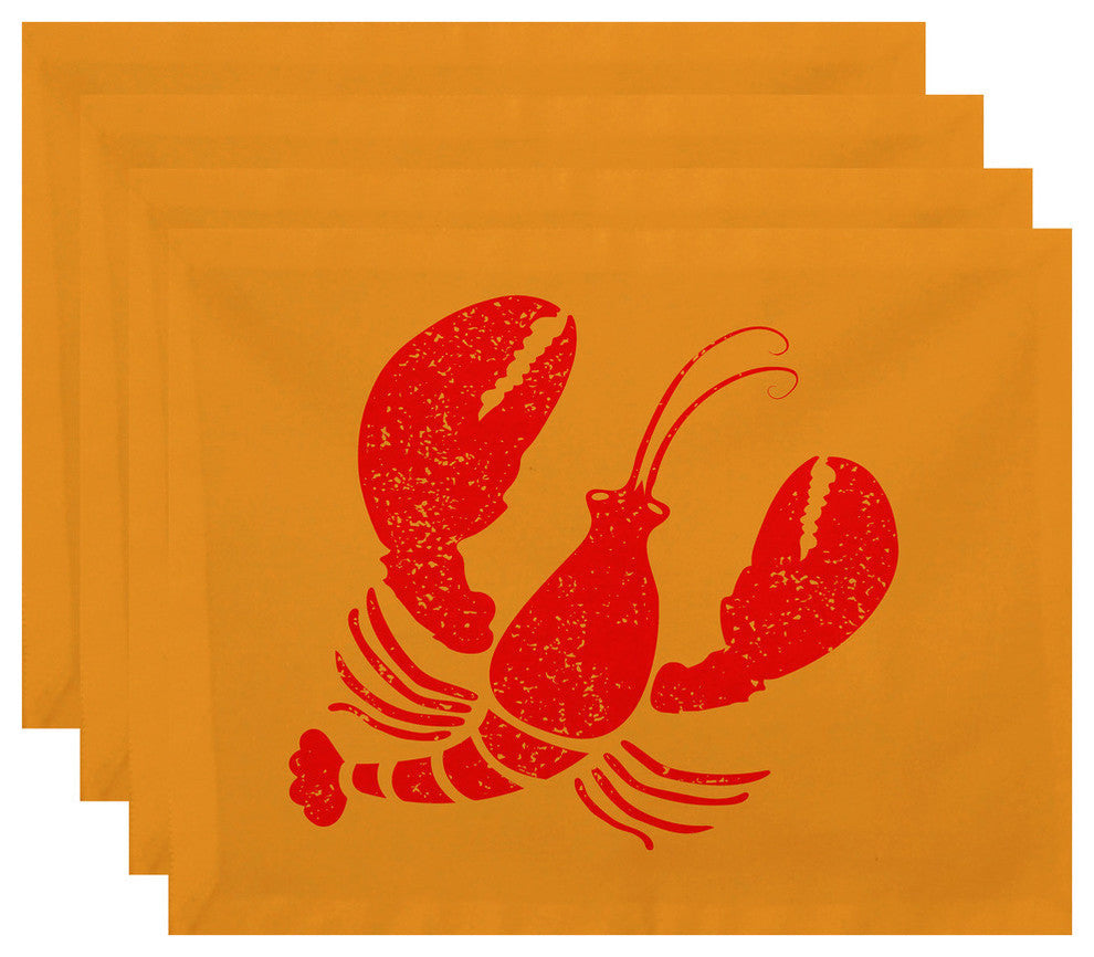 18"x14" Lobster, Animal Print Placemat, Yellow, Set of 4