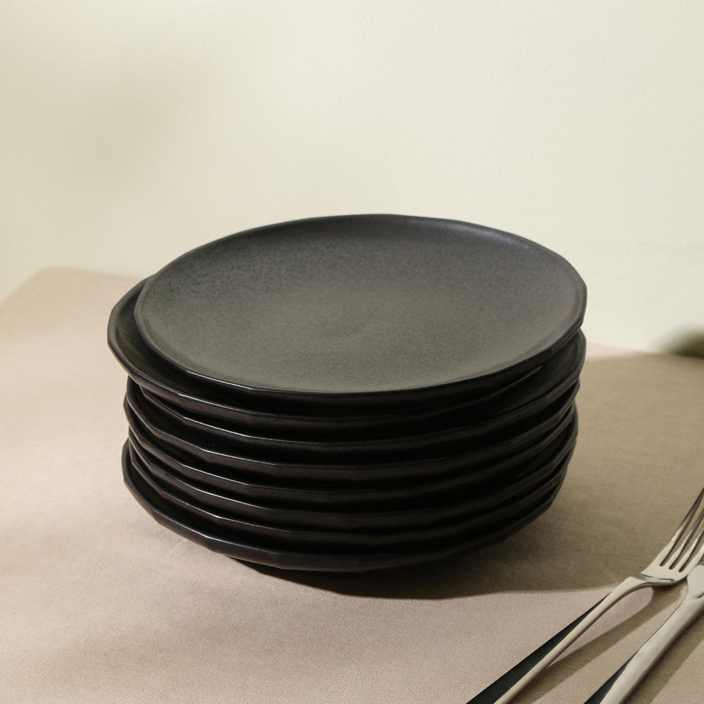 Stone Lain Rio Stoneware Salad Plate Set of 4, Black