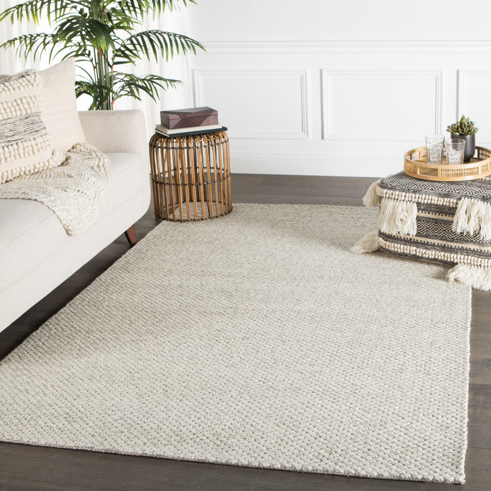 Jaipur Living Karlstadt Handmade Solid Taupe/White Area Rug, 8'x10'
