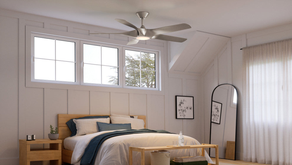 Luxury Transitional Ceiling Fan, Hand-Painted Silver