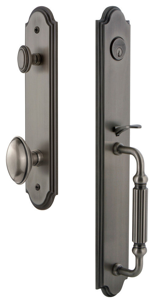 Arc 1-Piece Dummy Handleset, F Grip and Eden Prairie, Antique Pewter, 848546