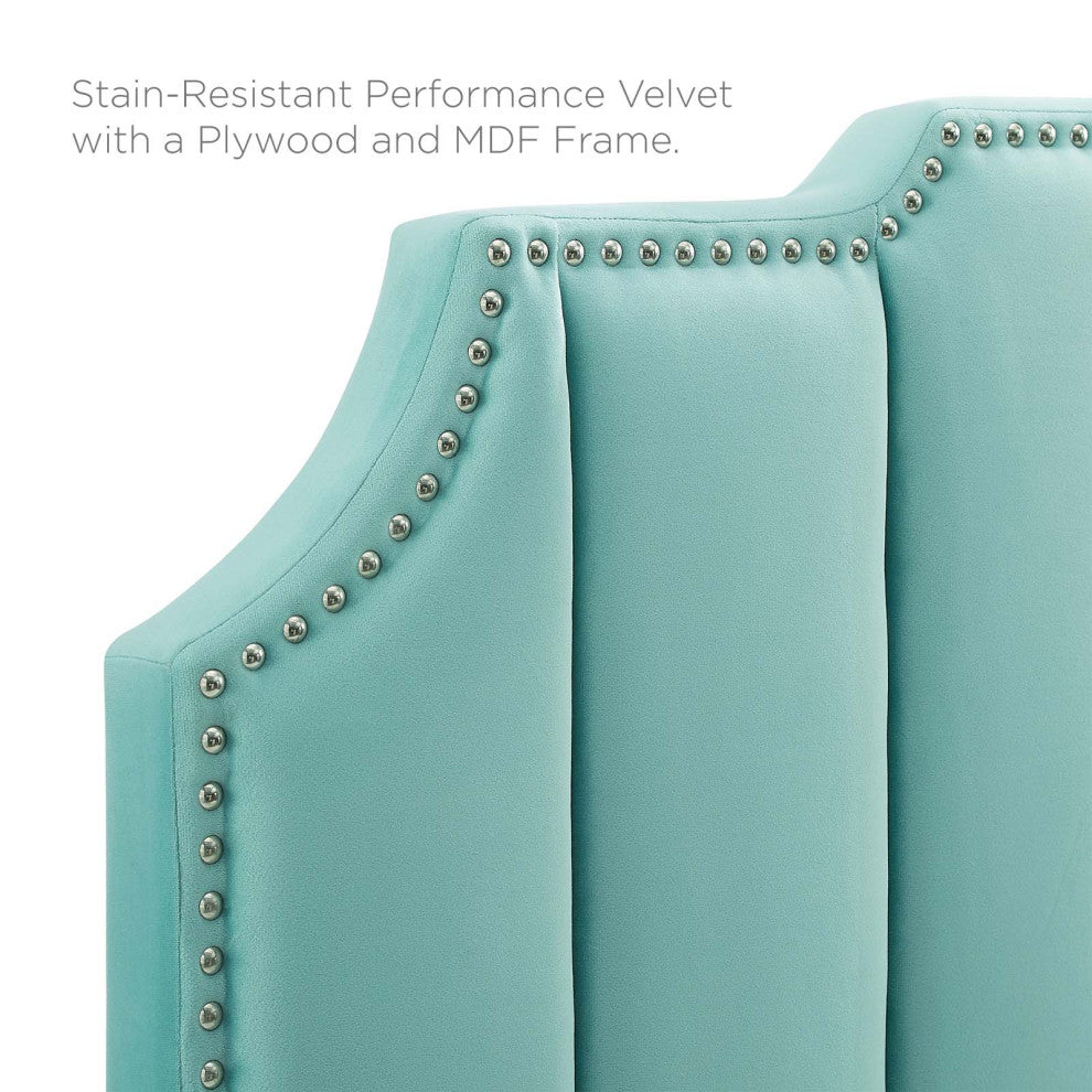 Headboard, Twin Size, Velvet, Blue, Modern Contemporary, Bedroom Master Suite