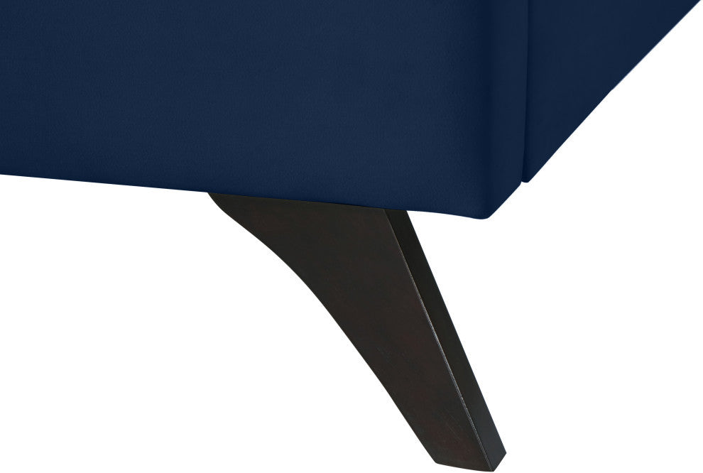 Elly Velvet Upholstered Bed, Navy, Full