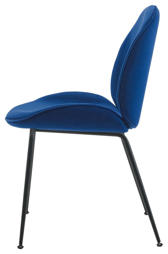 Side Dining Chair, Set of 2, Velvet, Metal, Blue Navy, Modern, Bistro Restaurant