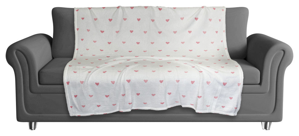 Simple Heart Pattern 50"x60" Coral Fleece Blanket
