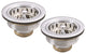Two Wing Nut Style Large Kitchen Basket Strainer, Satin Nickel, Polished Chrome