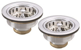 Two Wing Nut Style Large Kitchen Basket Strainer, Satin Nickel, Polished Chrome
