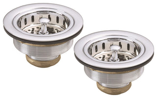 Two Wing Nut Style Large Kitchen Basket Strainer, Satin Nickel, Polished Chrome