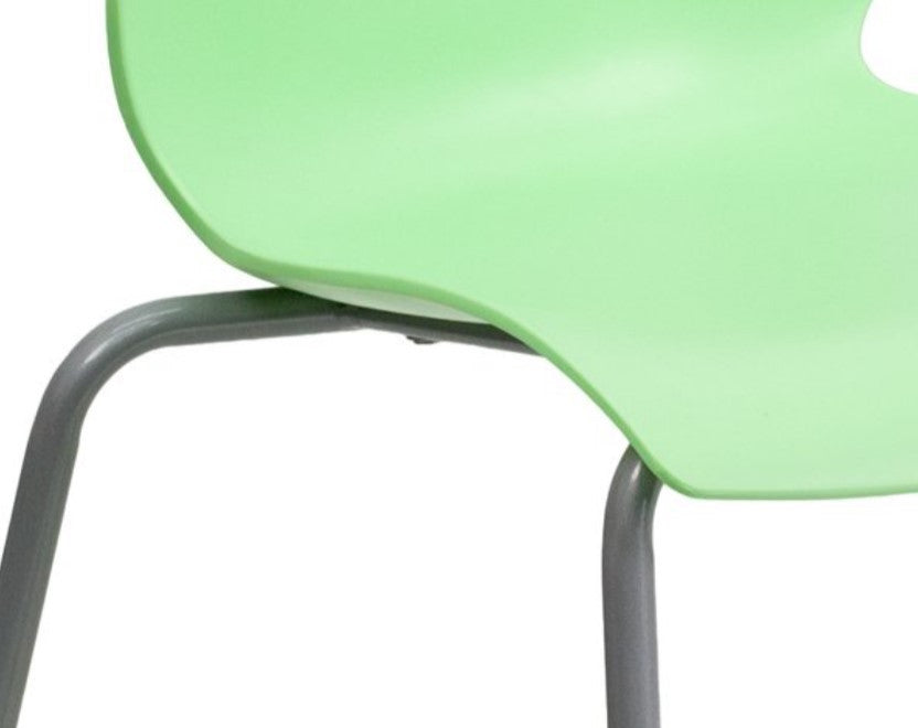5 Pack Stackable Chair, Multipurpose Design, Plastic Seat & Curved Back, Green