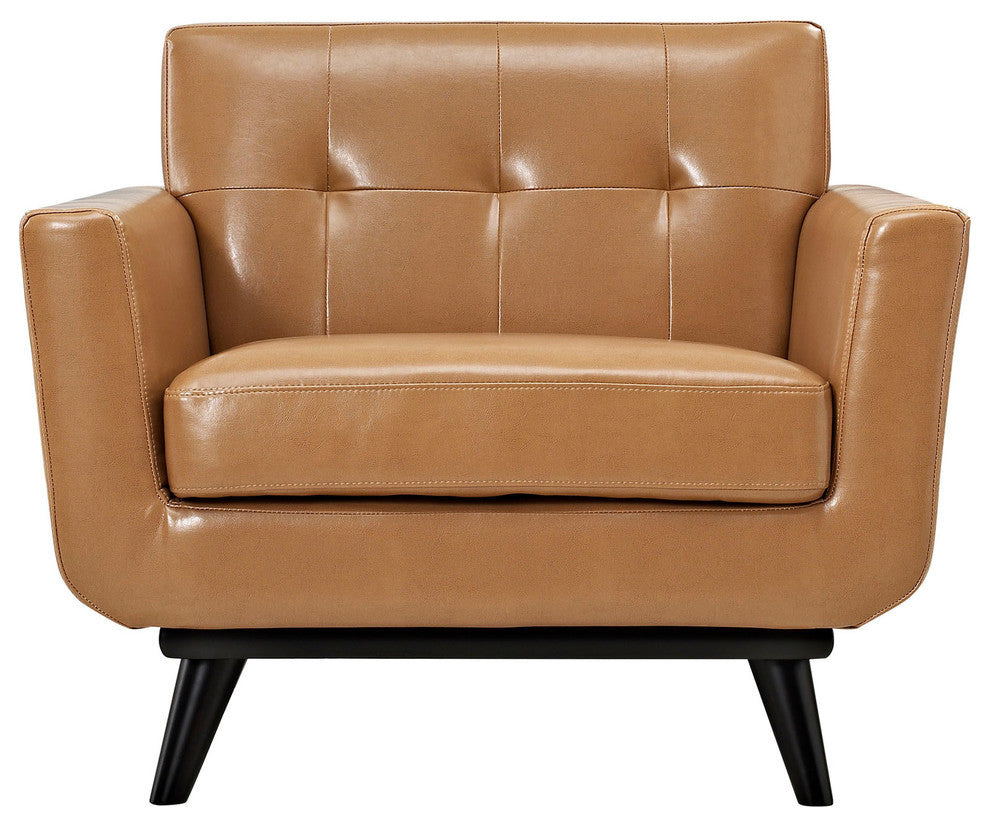 Modern Urban Contemporary 3-Piece Set Leather Living Room Set, Tan Leather