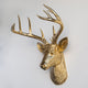Faux Deer Head Wall Mount - 14 Point Stag Head Antlers, Gold
