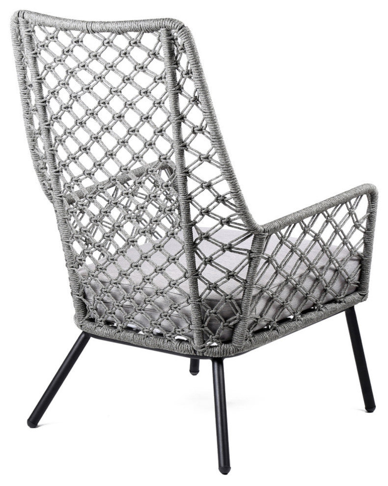 Marco Steel and Truffle Rope Indoor Outdoor Steel Lounge Chair, Gray