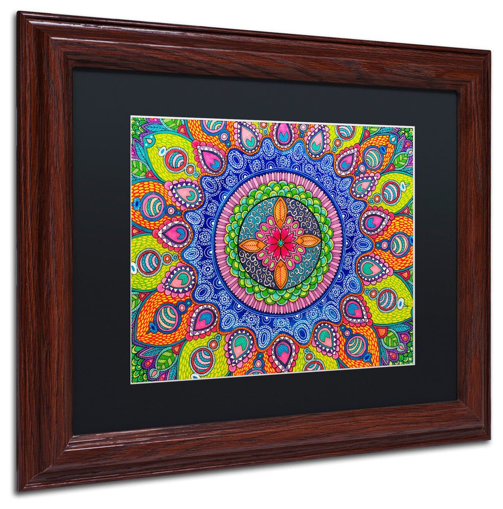 Hello Angel ''Mardi Gras Mandala'' Art, Wood Frame, Black Mat, 14x11
