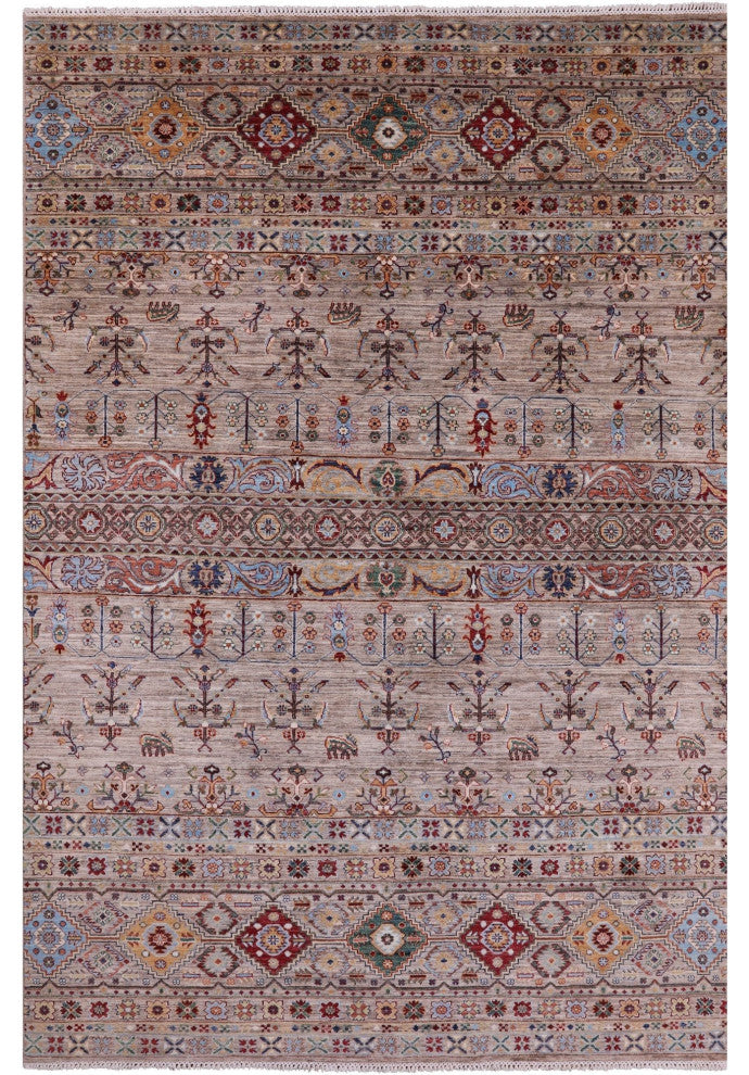 6' 9" X 10' 1" Handmade Super Kazak Khorjin Rug Q11305