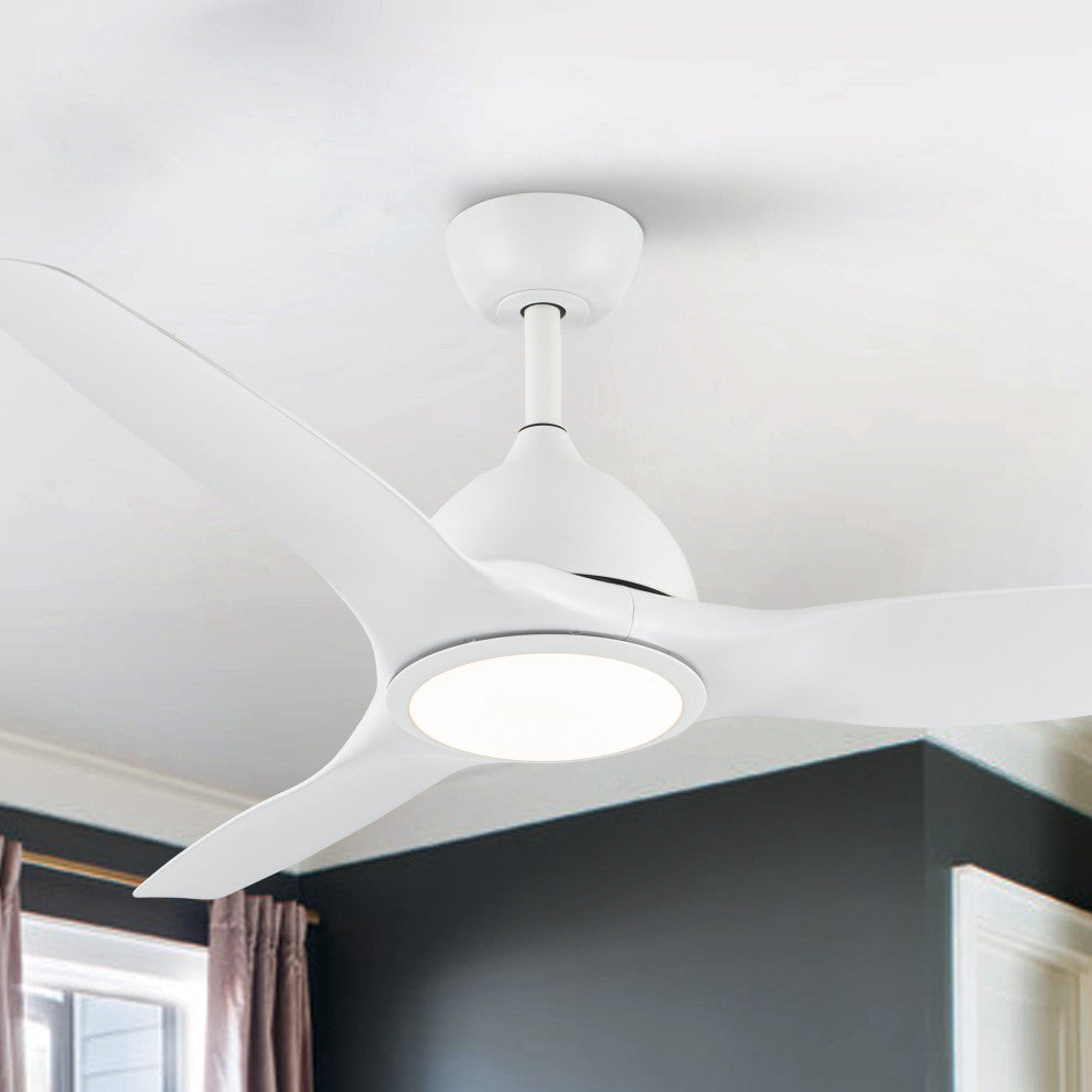 52-inch Modern Intergrated LED White Ceiling Fan with Light