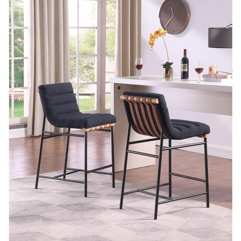 Lahni 17.75W Black Boucle Fabric Counter Height Chair
