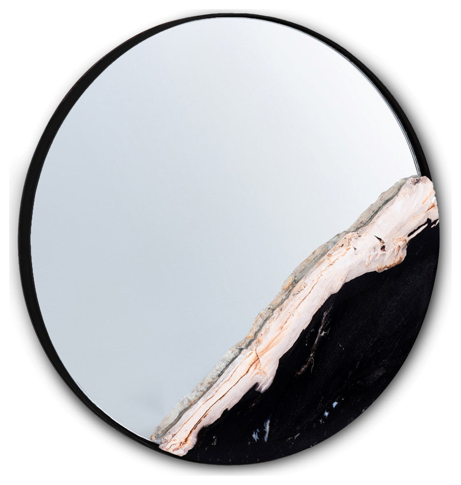 Relique Darby Round Mirror, 23.5", Raw Bronze Frame, Clear Glass