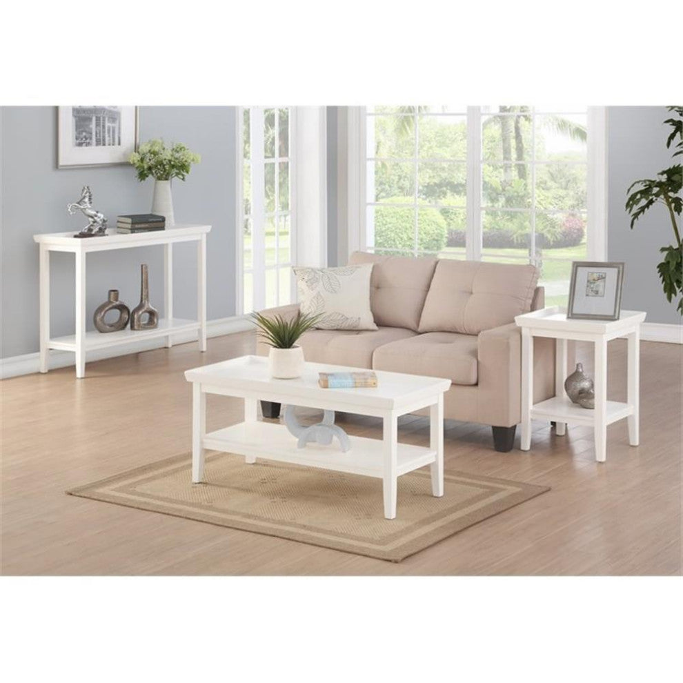 Convenience Concepts Ledgewood Square End Table in White Wood Finish