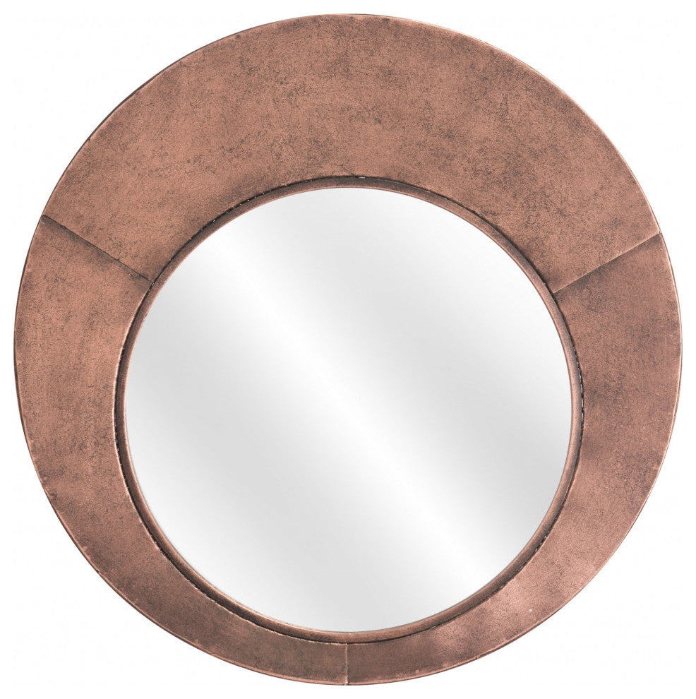 Contemporary Copper Round Mirror