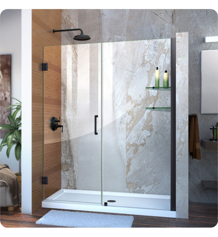 DreamLine Unidoor W 53" to 61" Frameless Hinged Shower Door, SHDR-20567210S-09
