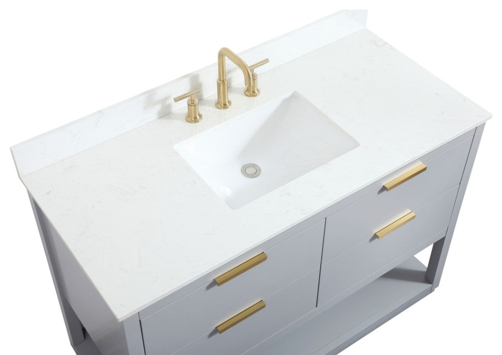 48" Single Bathroom Vanity, Gray, With Backsplash