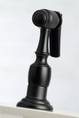 Kingston Brass Bridge Kitchen Faucet With Sprayer, Matte Black