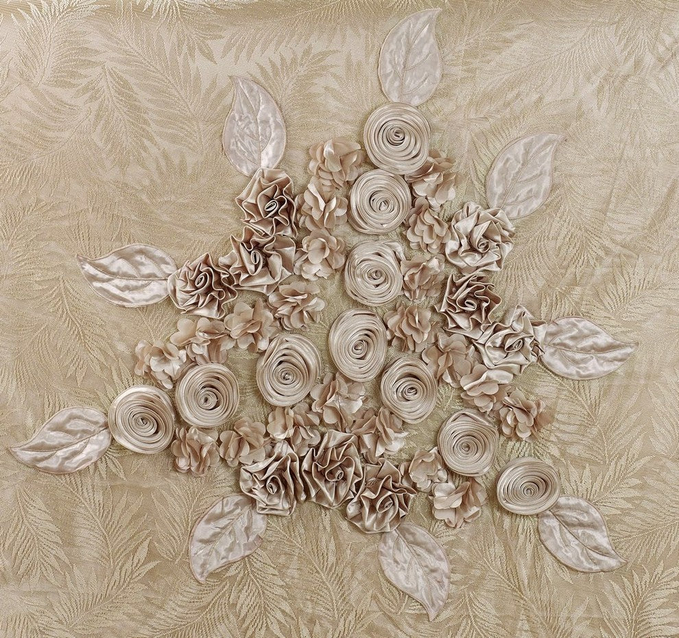 6-Piece Creme Sweet Victorian Satin Comforter Set, King